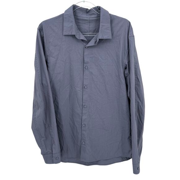 Lululemon Shirt Mens Medium Gray Button Up Long Sleeves Preppy Casual Office - Picture 1 of 5
